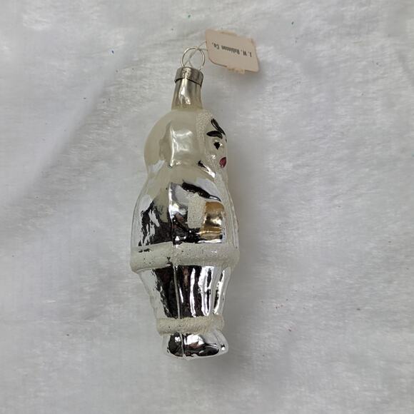 Vtg Mercury Glass Christmas Ornament Eskimo Inuit Czech Mouth Blown Original Tag - Picture 4 of 11